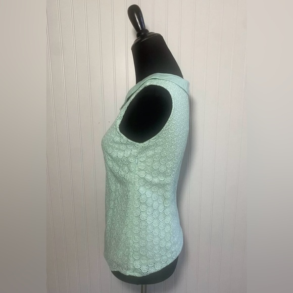 Boden Mint Green Eyelet Tank Top Lined Side Zipper Size 4R Preppy Romantic - Picture 5 of 15